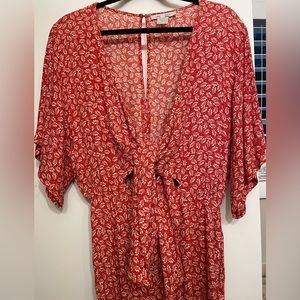 Olivaceous jumpsuit with tie front